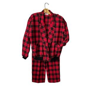 GW Originals Blazer Jacket Womens XL Red Plaid Pull On Pants Streetwear